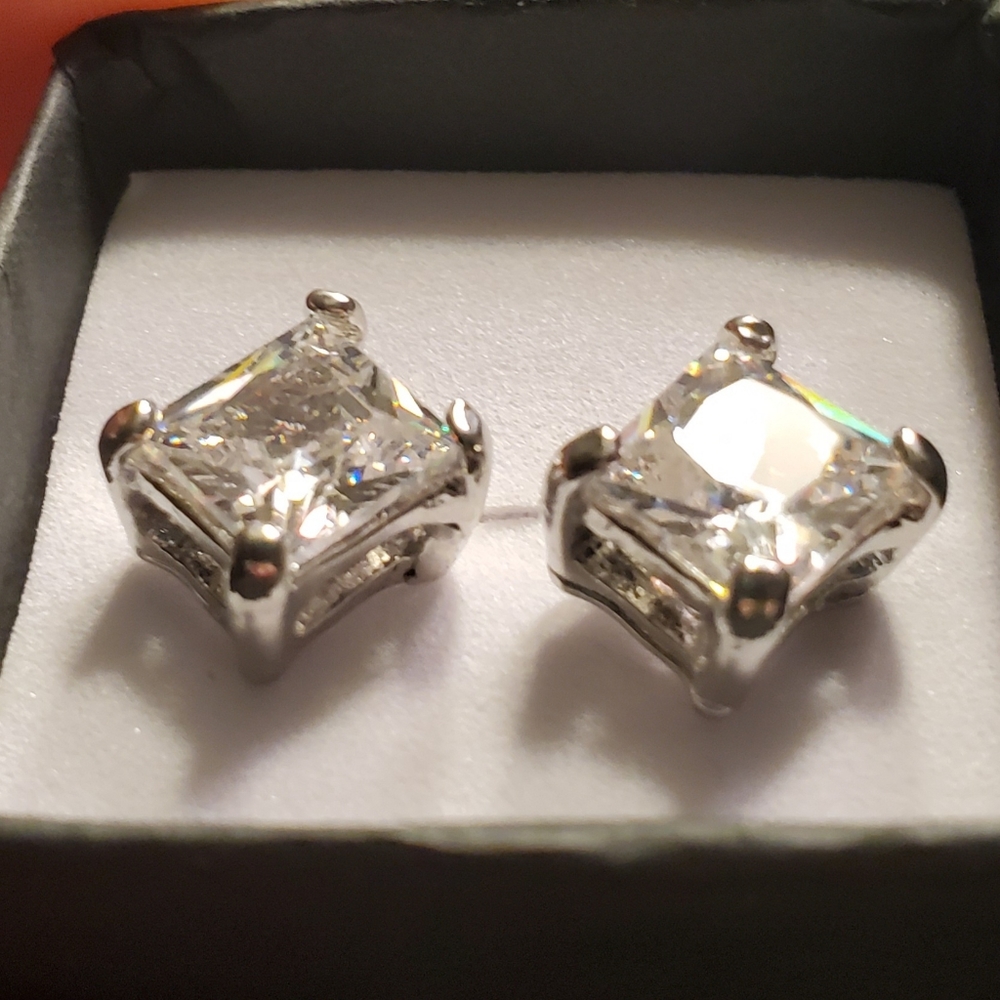 White Gold 8mm Moissanite Earrings